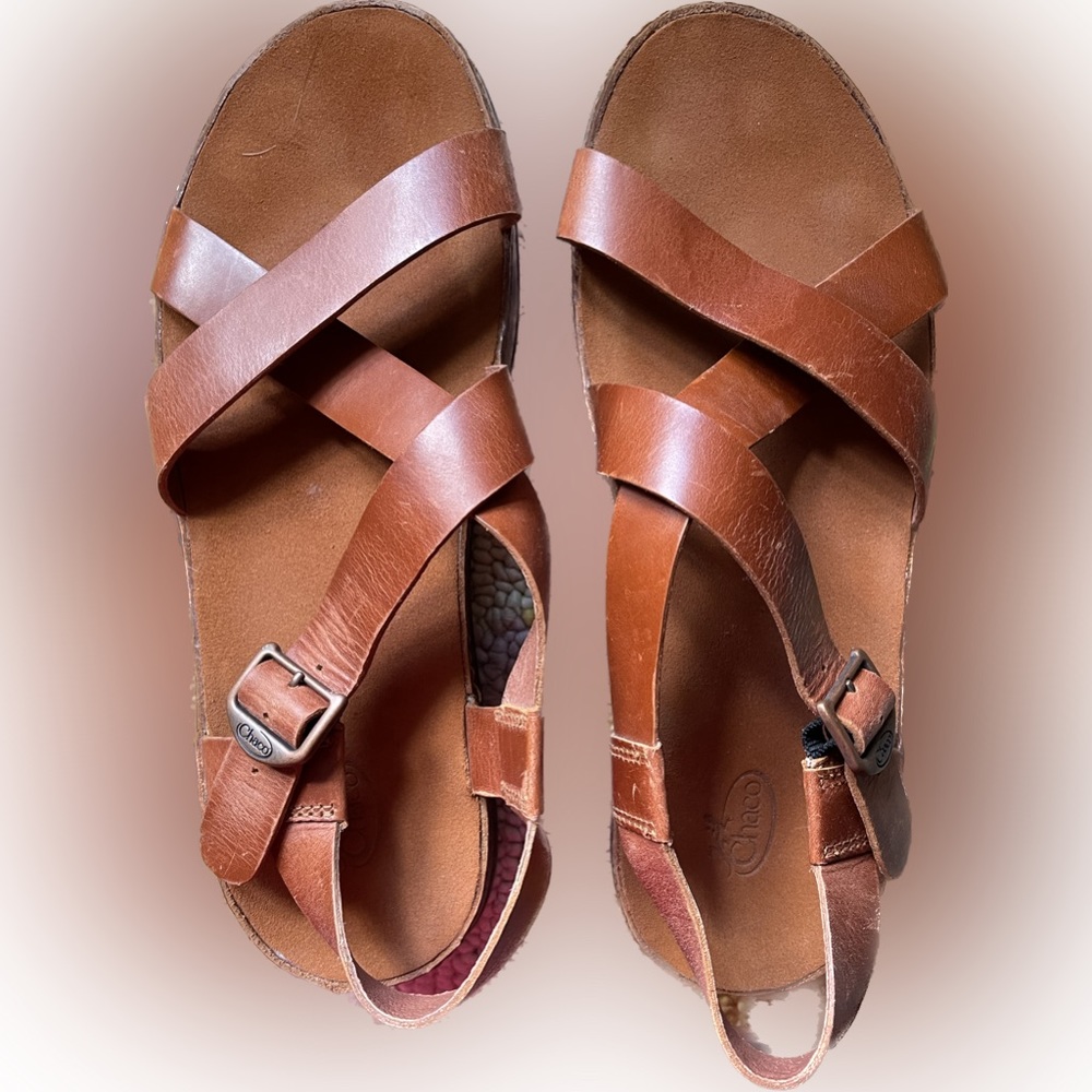 Chacos Wayfarer Leather in Rust Strappy Comfort Sandal sz 10 US